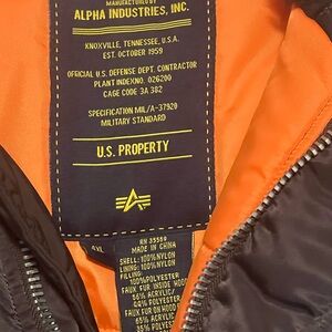 Alpha Industries Black parka Jacket with Orange Lining